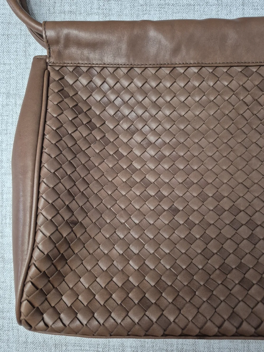 Vtg 90s Etienne Aigner Woven Leather Purse Cognac Brown Intrecciato